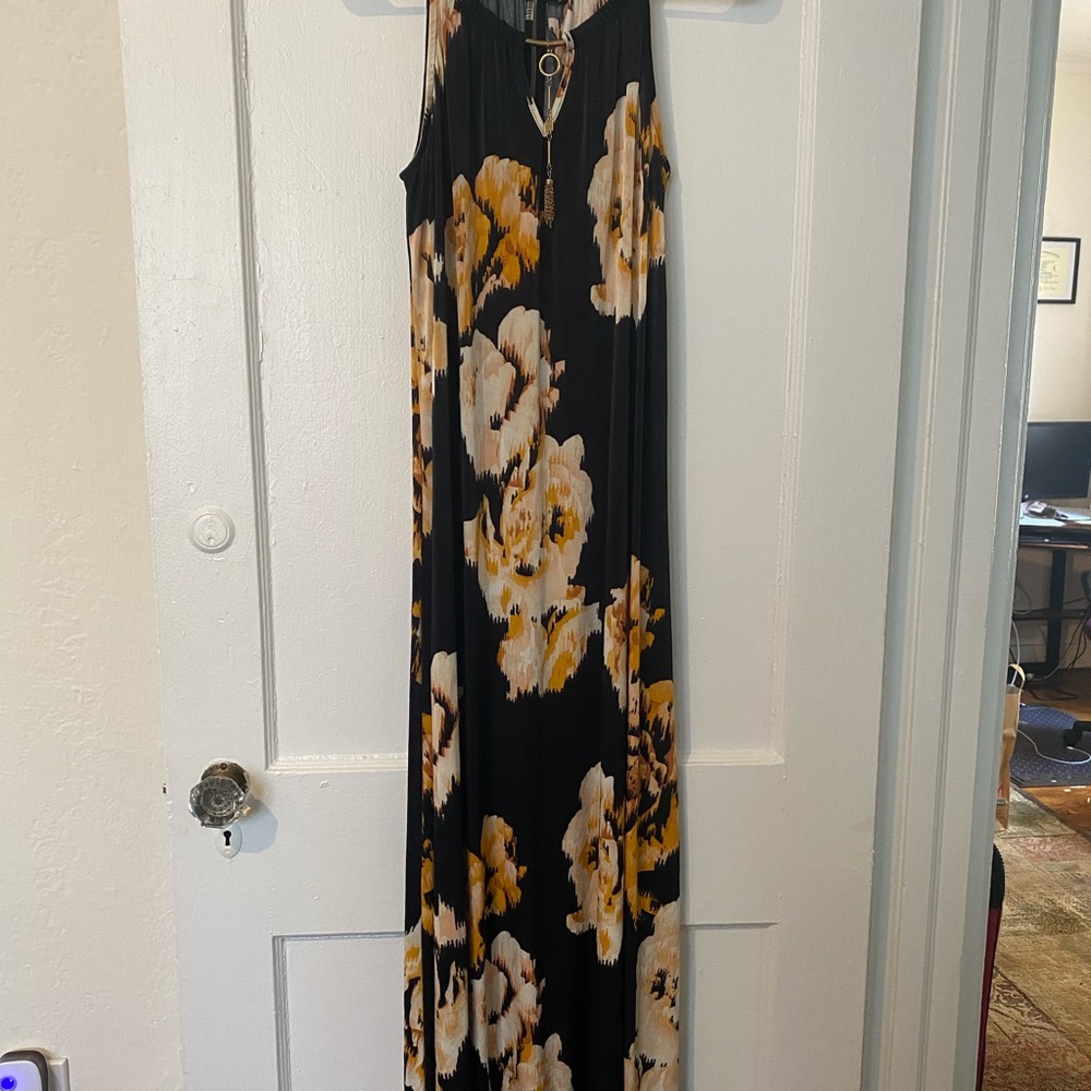 Long beautiful maxi floral silk dress; worn once
